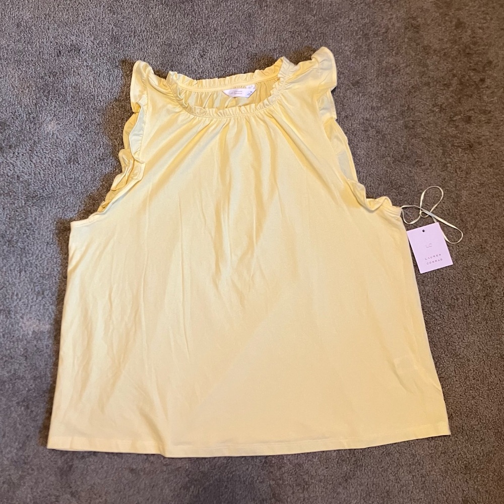 Yellow Ruffled Sleeveless Blouse